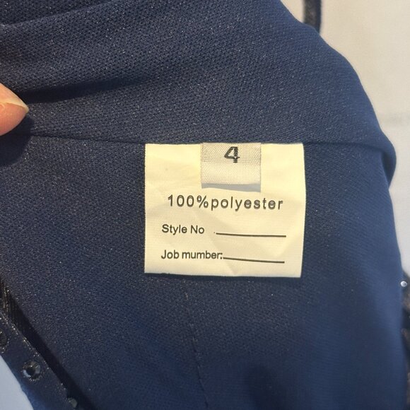 Mermaid V-Neck Satin Slit-Navy-Size 4-Brand New, Never Worn - Picture 7 of 11